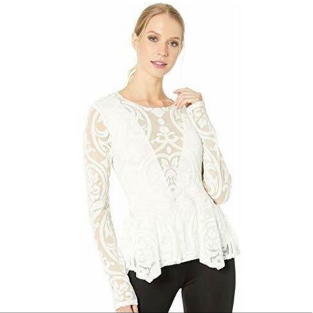 BCBGMAXAZRIA Women's Colleen Knit Peplum Top- NWT